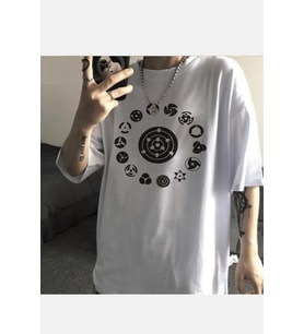 Naruto Sharingan Sembol Tişört (Beyaz)