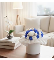 Mavi Asalet Premium Mum Sepeti (Mor-Beyaz)