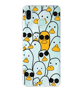 Samsung Galaxy A30 Uyumlu Kapak Duck Tasarımlı Şeffaf Silikon Kılıf