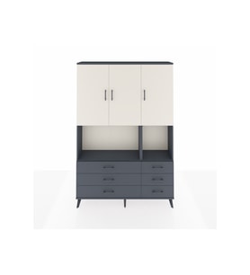 Arges Dolap 6 Raflı 6 Çekmeceli 3 Kapaklı 132x30x195 Antrasit-Aytaşı/Antrasit