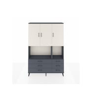 Arges Dolap 6 Raflı 6 Çekmeceli 3 Kapaklı 132x30x195 Antrasit-Aytaşı/Antrasit