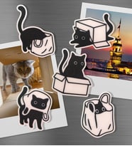 Dumanicus Meraklı Kediler Buzdolabı Magneti, Dolap Süsü 5'li Paket Model 1