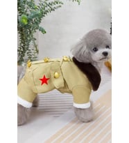 Caş Dekorasyon Bej Renk Çantalı Peluş Astarlı XL Köpek Tulum/Mont