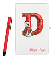Yeni Yıl Hediyesi Harf Temalı Kişiye Özel Defter ve Roller Kalem Seti