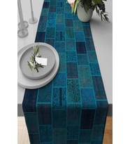 Turkuaz Patchwork Desenli Premium Masa Örtüsü Runner RNR294