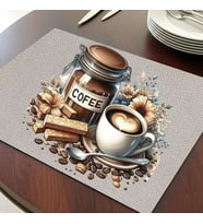 Love Coffee Tasarımlı Amerikan Servis, Tabak Altlığı & Şık Masa Dekoru, Ev Hediyesi, 2 Adet (Krem)