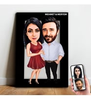 Kişiye Özel Sevgili Karikatür Ahşap Tablo - mx8