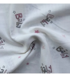 Müslin Örtü 75x85  Ağız Bezi Hediyeli (Açık Gri - Pembe)