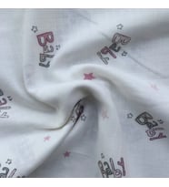 Müslin Örtü 75x85  Ağız Bezi Hediyeli (Açık Gri - Pembe)