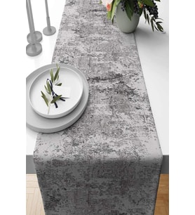 Gri Vintage Desenli Premium Masa Örtüsü Runner RNR101