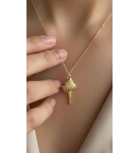 Luxury 3 boyutlu Deniz kabuğu Kolye 925 ayar (Gold)