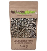 BenimAktar Karabiber Tane Kara Biber 1.Kalite Malezya Malabar Cinsi 500 Gr