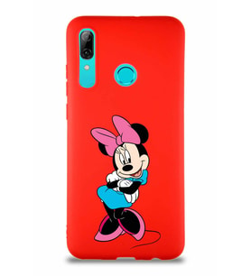 Huawei P Smart 2019 Soft Premier Kapak Minnie Mouse-D Tasarımlı Silikon Kılıf - Kırmızı (Şeffaf)