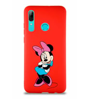 Huawei P Smart 2019 Soft Premier Kapak Minnie Mouse-D Tasarımlı Silikon Kılıf - Kırmızı (Şeffaf)