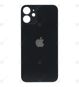 Apple iPhone 12 Mini Uyumlu Logolu Arka Pil Batarya Kapağı - LENS HARİÇ (Siyah)