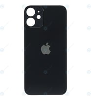 Apple iPhone 12 Mini Uyumlu Logolu Arka Pil Batarya Kapağı - LENS HARİÇ (Siyah)