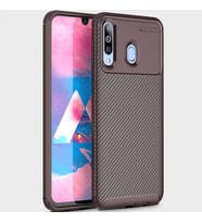 Samsung Galaxy M30 Kılıf Esnek Soft Karbon Tasarım Legion Serisi (Kahverengi)