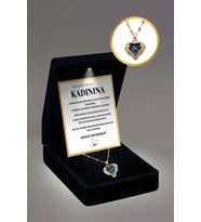 14 Şubat Sevgililer Günü Hediye"Kadınıma " Mavi Taşlı Çelik Kolye  Işıklı Premium Kutu Mesaj Kart (Gold)