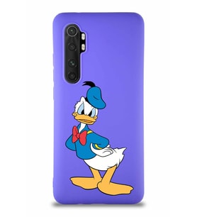 Xiaomi Mi Note 10 Lite Soft Premier Kapak Donald Duck-D Tasarımlı Silikon Kılıf - Mor (Şeffaf)