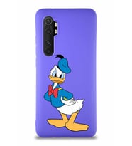 Xiaomi Mi Note 10 Lite Soft Premier Kapak Donald Duck-D Tasarımlı Silikon Kılıf - Mor (Şeffaf)