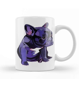 French Bulldog in Purple Kupa Bardak Porselen