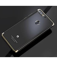 Huawei Y7 2018 Kılıf Dört Köşeli Lazer Silikon Kılıf (Gold)