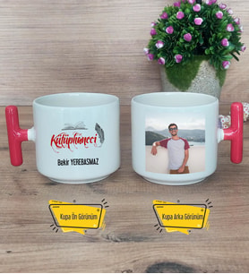 Kütüphaneci Kupa Bardak Fotoğraflı T Kırmızı Kulplu Kütüphaneciye Hediye
