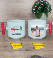 Kütüphaneci Kupa Bardak Fotoğraflı T Kırmızı Kulplu Kütüphaneciye Hediye