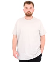 Mode XL Büyük Beden Erkek T-Shirt Bisiklet Yaka Basic U25162 Gri