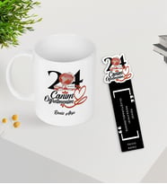 BK Gift Kişiye Özel İsimli Öğretmenler Günü Tasarımlı Kupa Bardak ve Ahşap Kitap Ayracı Hediye Seti -4, Öğretmene Hediye, Öğretmenler Günü