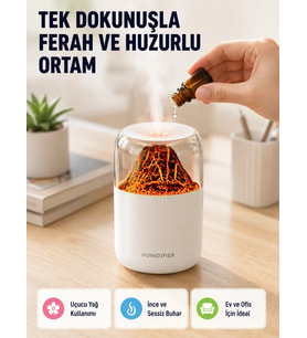 Ultrasonik Efektli Aromaterapi Difüzörü Usb Şarjlı Otomatik Kapanma Özellikli