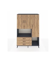 Hyperion Gardrop 6 Raflı 3 Çekmeceli 3 Kapaklı 132x44x195 Antrasit-Çam