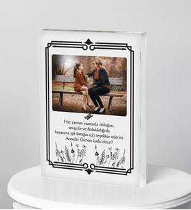 BK Gift Kişiye Özel Anneler Günü Temalı Fotoğraflı Mesajlı Akrilik Çerçeve-1, 8 Mart Kadınlar Günü, Anneye Hediye, Anneler Günü