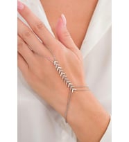 Gümüş Üçgen Balık Sırtı Ok Model Beyaz Zirkon Taşlı Şahmeran Bileklik
