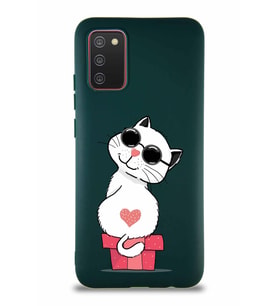 Samsung Galaxy A02S Soft Premier Kapak Coolcat Tasarımlı Silikon Kılıf - Yeşil (Şeffaf)