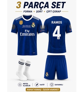 Sergio Ramos Real Madrid Mor 2017 Cardif Ligi Çocuk Futbol Forması Çorap Hediyeli