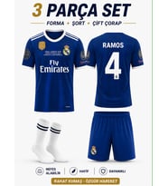 Sergio Ramos Real Madrid Mor 2017 Cardif Ligi Çocuk Futbol Forması Çorap Hediyeli