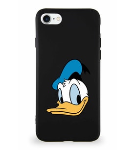 Apple iPhone 8 Soft Premier Kapak Donald Duck-B Tasarımlı Silikon Kılıf - Siyah (Şeffaf)