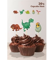 Dinozor Konseptli Cupcake Süsü Kürdanlı *Kalın Kağıt