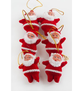 6 Adet Küçük Noel Baba Yılbaşı Ağaç Süsü (Kırmızı)