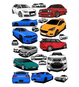Arabalar Sticker Set-6 15 Parça Telefon, Tablet, Defter, Laptop Sticker