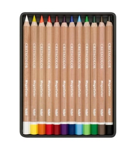 Cretacolor Mega Color Kalın Kuru Boya 12 Renk Metal Kutu (290 12) 
