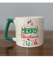Merry Christmas 2024 Baskılı Yeşil Kulplu D Yılbaşı Kupası