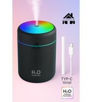 H2O Ultrasonik Hava Nemlendirici ve Aroma Difüzörü, 300 ml, Type-C girişli