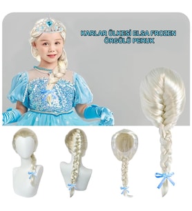 Nessiworld Platin Altın Dore Renk Karlar Ülkesi Elsa Frozen Peruğu Çocuk Boy