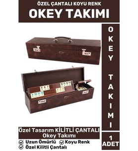 Elit Uzun Ömürlü Aile Ev Arkadaş Kahve Cafe Oyun Takımı KİLİTLİ ÇANTALI KOYU RENK 101 Okey Takımı
