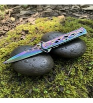 Knivox Browning Gökkuşağı Titanyum Kaplama Alev Desenli Katlanır Çakı