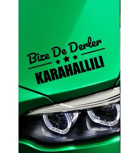 Uşak Karahallı Siyah Araç Sticker  Uşak Bize De Derler  Karahallılı 40x15 cm Oto Sticker