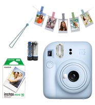Fujifilm İnstax Mini 12 Fotoğraf Makinesi+Askı+pil+10'lu film+Mandal mavi