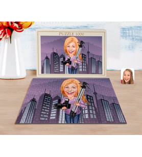BK Gift Kişiye Özel Kadın Profesyonel Fotoğrafçı Karikatürlü 1000 Parça Profesyonel Puzzle-1
